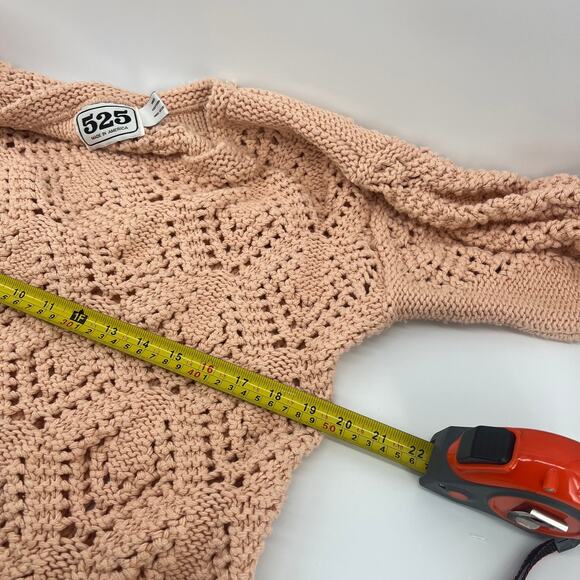 Vintage Made in USA 525 America Crochet Peach Sweater Women's One Size - Picture 6 of 6